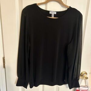 Calvin Klein Black Bell Sleeve Blouse